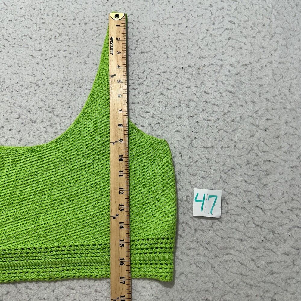 Forever 21 Women's Medium Sleeveless Cropped Tank Top Knit Lime Green Cotton - Picture 9 of 12